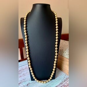 Kenneth Jay Lane gold faux pearl necklace, vintage 1980's necklace
